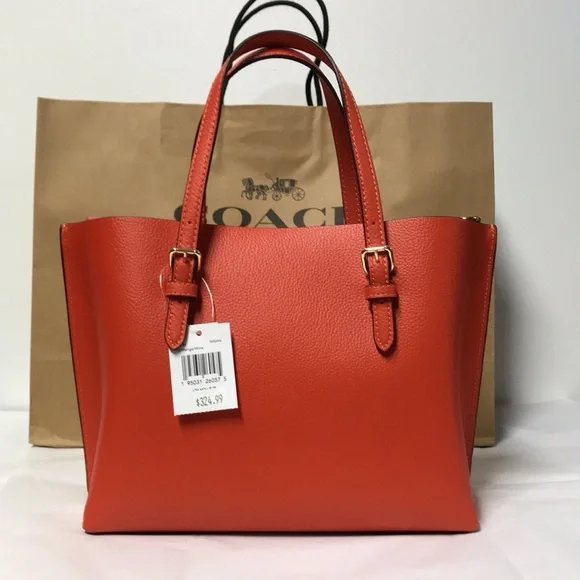 NWT COACH Im/Mango/Wine Leather Tote Bag - Picture 8 of 9